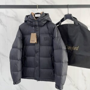 Burberry “Lockwell” Hooded Check Puffer Jacket – Beige & Black - Burberry puffer jacket real photo 1