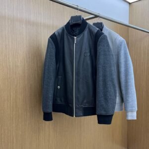 Dior CD Icon Varsity Jacket – Wool & Leather Hybrid Bomber - Dior puffer jacket real photo 1