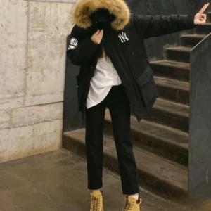 Hooded Long Puffer Jacket - Style 16 - puffer jacket real photo 1
