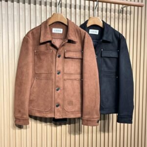 Loewe–Style Double-Face Cotton Regular Fit Jacket with Embossed Anagram – Brown & Black - Loewe puffer jacket real photo 1