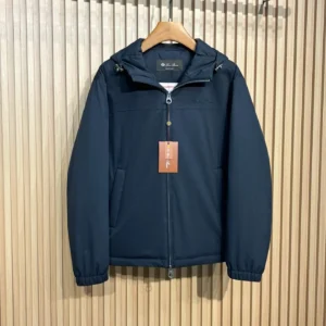 Loro Piana–Style Puffer Jacket in Virgin Wool–Silk Blend with Water-Resistant Finish – Navy - Loro Piana puffer jacket real photo 1