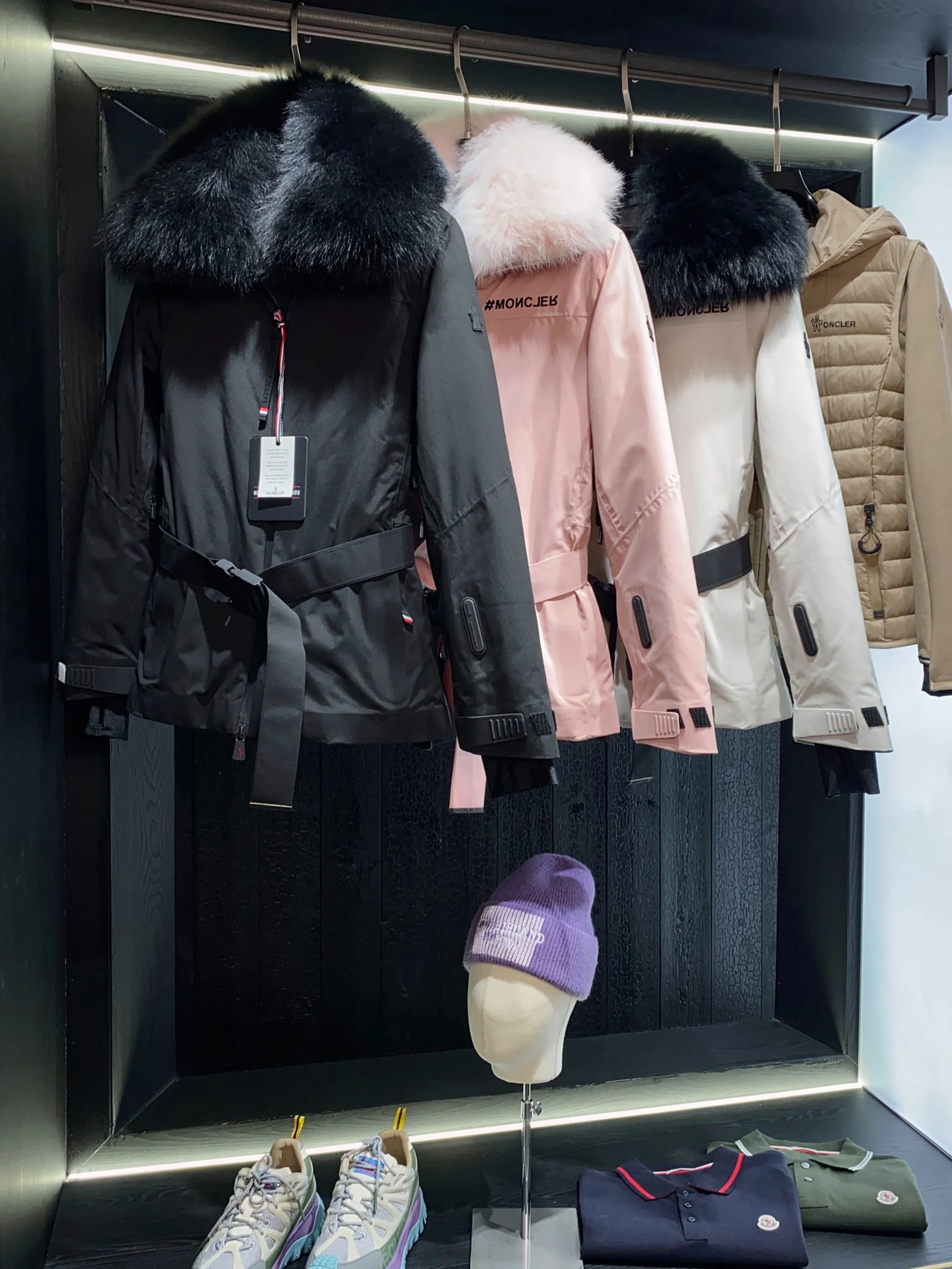 Moncler Hooded Fur-Collar Puffer Jacket - Style 3 - Moncler puffer jacket real photo 1