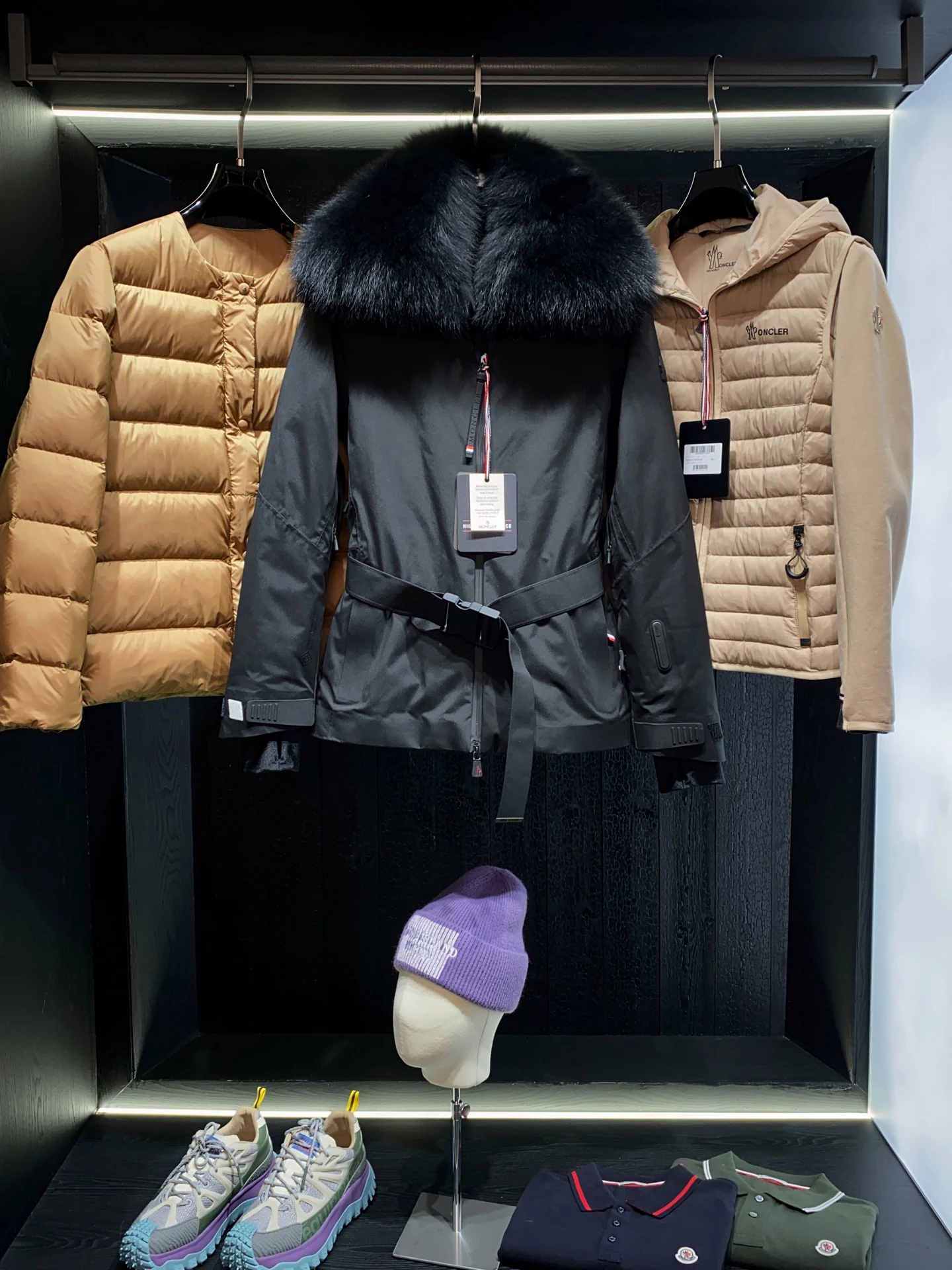 Moncler Hooded Fur-Collar Puffer Jacket - Style 3 - Moncler puffer jacket real photo 2