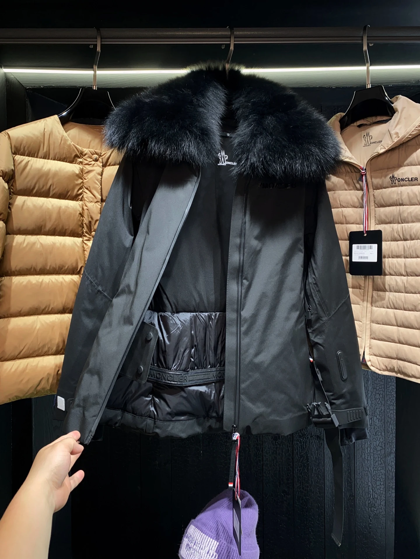Moncler Hooded Fur-Collar Puffer Jacket - Style 3 - Moncler puffer jacket real photo 7