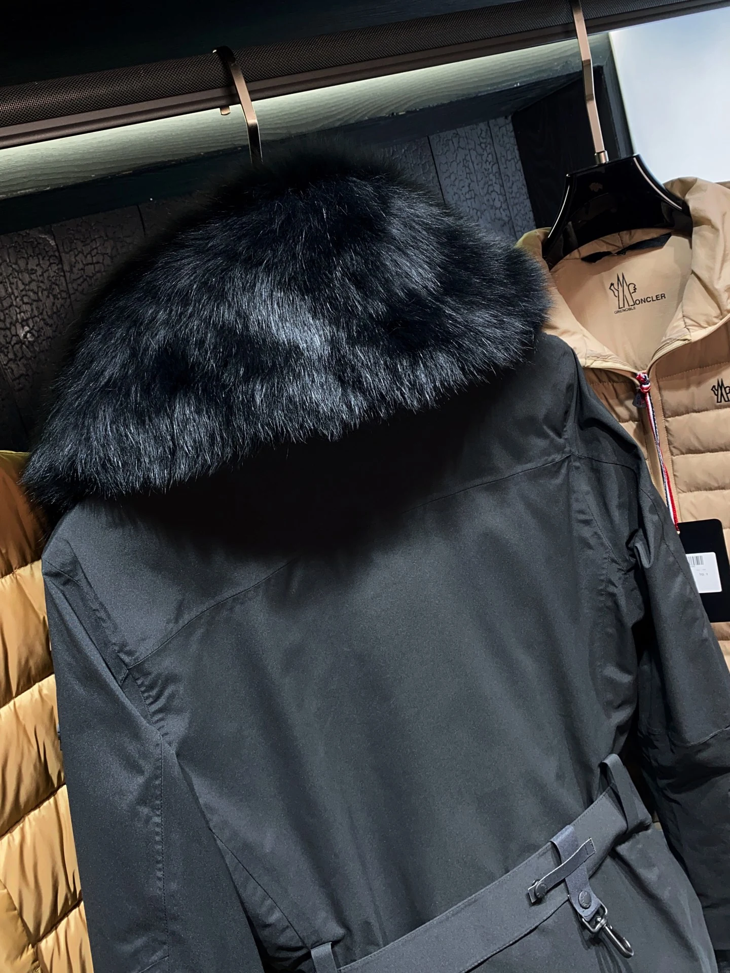 Moncler Hooded Fur-Collar Puffer Jacket - Style 3 - Moncler puffer jacket real photo 9