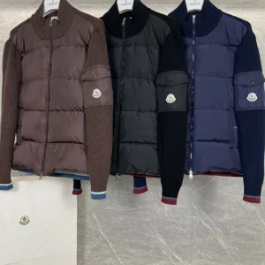 Moncler Stand-Collar Panel Puffer Jacket - Style 8 - Moncler puffer jacket real photo 1