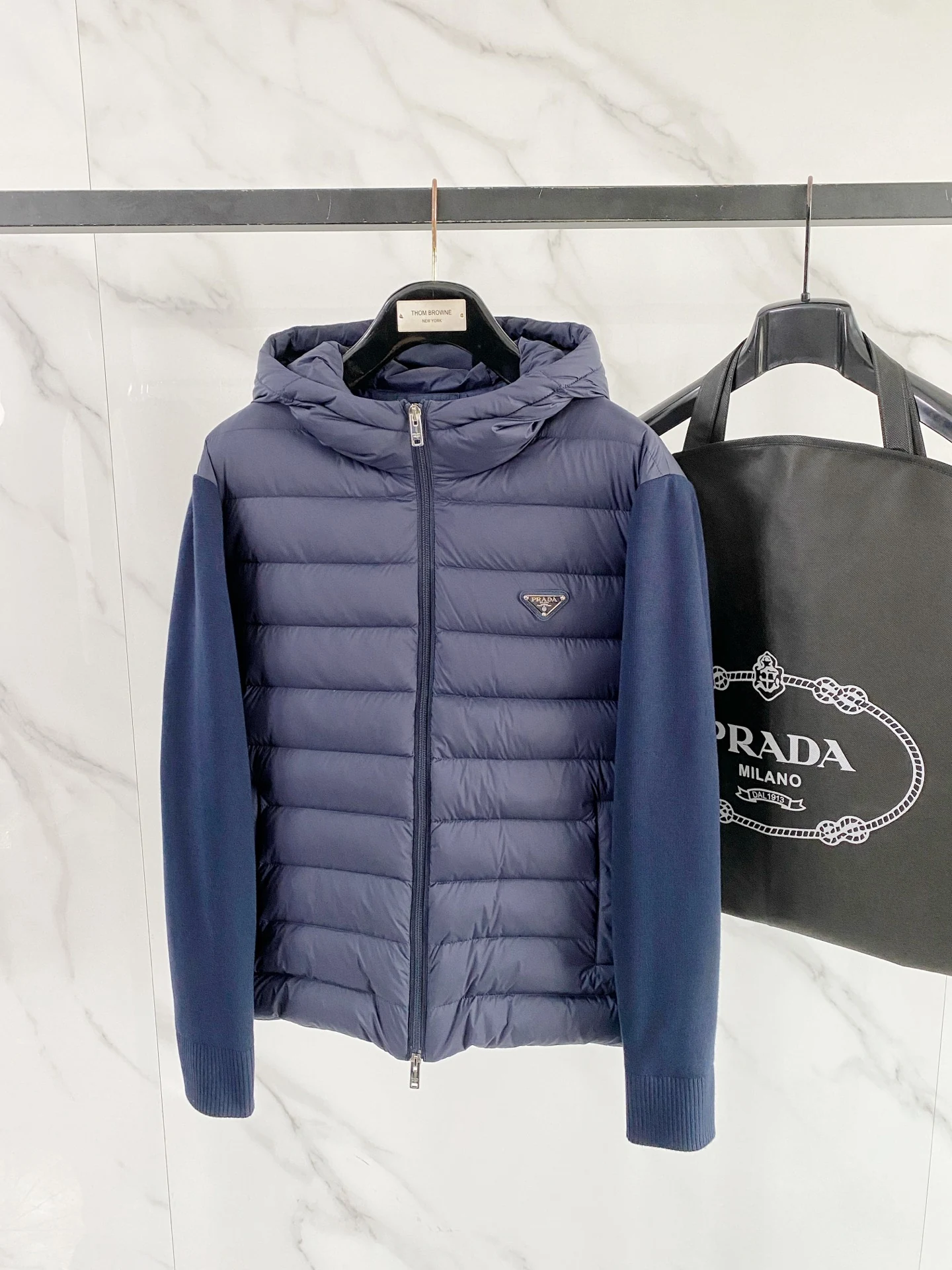 Prada Hooded Panel Puffer Jacket - Style 3 - Prada puffer jacket real photo 1