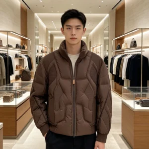Stand-Collar Puffer Jacket - Style 2 - puffer jacket real photo 1