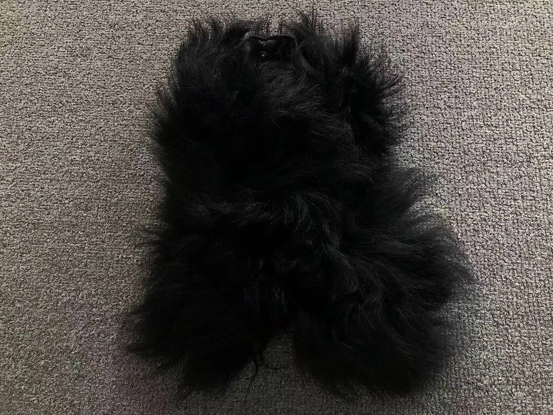 Moncler Black Fur Trim Long Down Coat