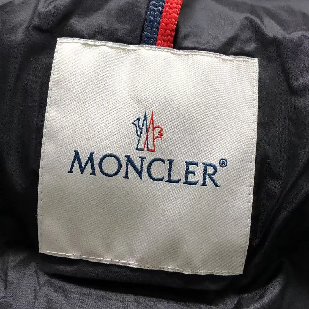 Moncler Black Fur Trim Long Down Coat
