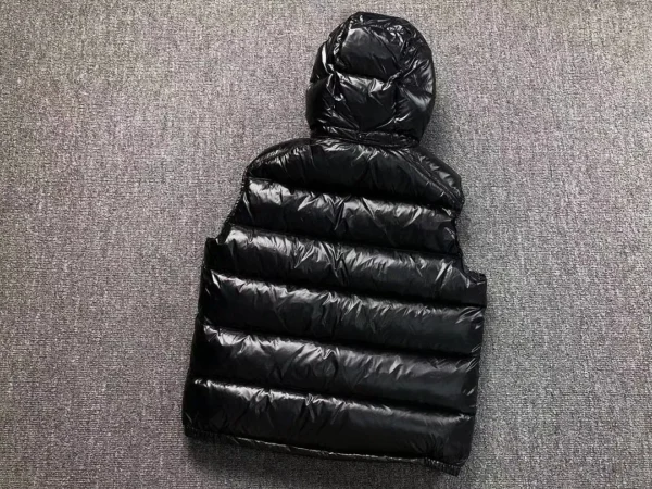 Moncler Black Glossy Longline Down Vest - view 4