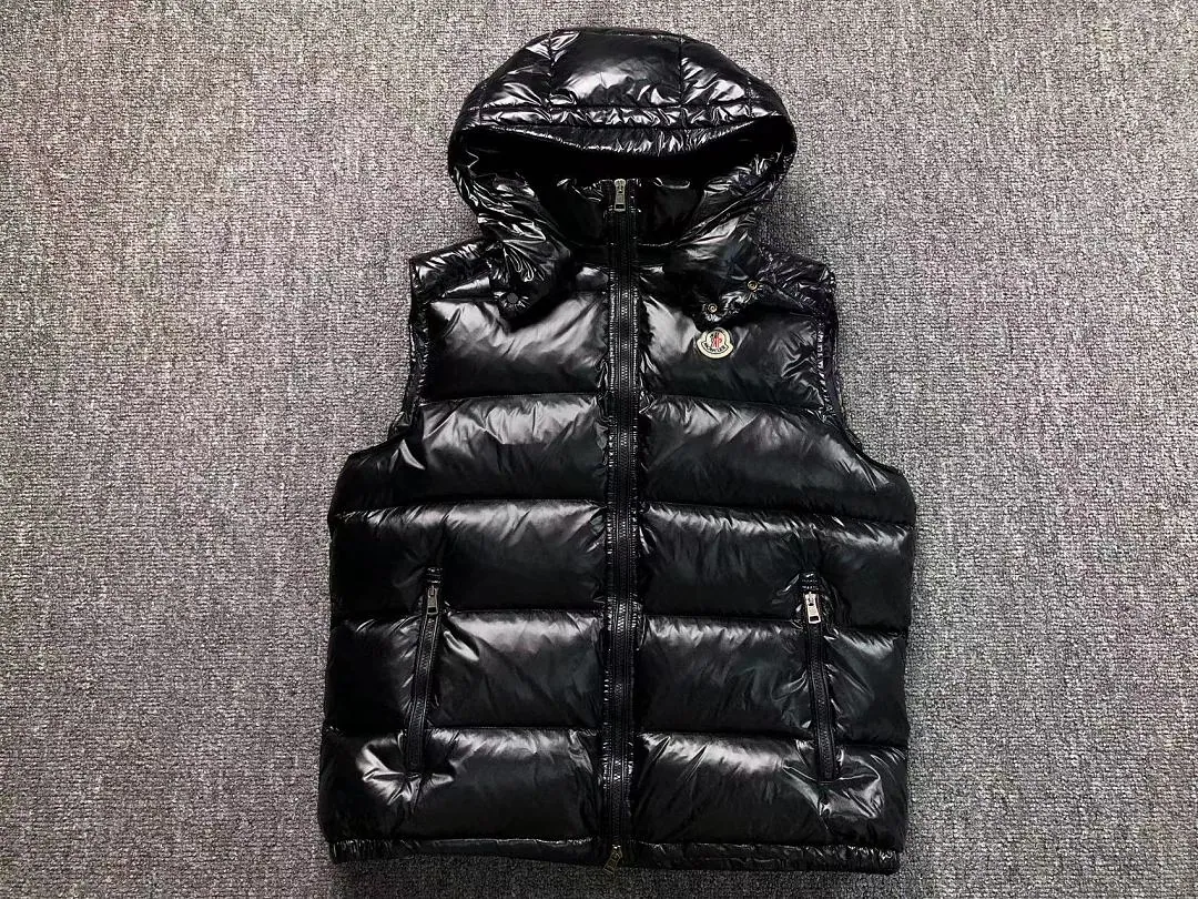 Moncler Black Glossy Longline Down Vest