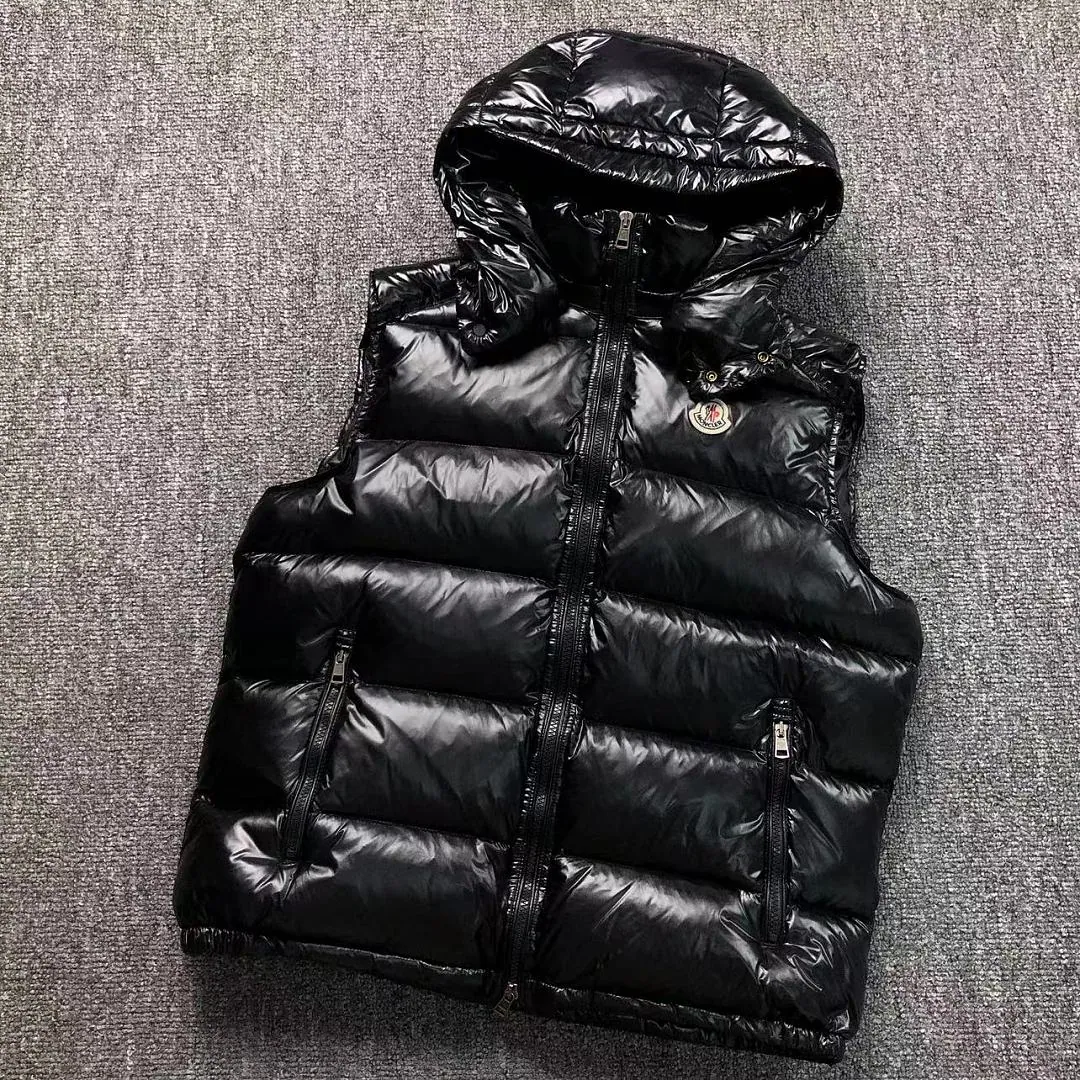 Moncler Black Glossy Longline Down Vest
