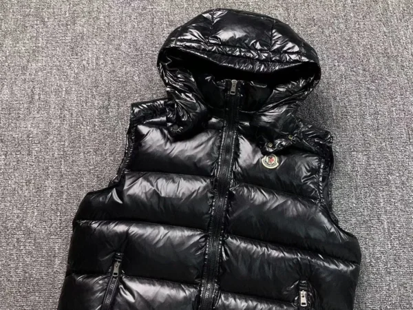 Moncler Black Glossy Longline Down Vest - view 8