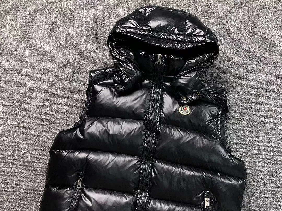 Moncler Black Glossy Longline Down Vest