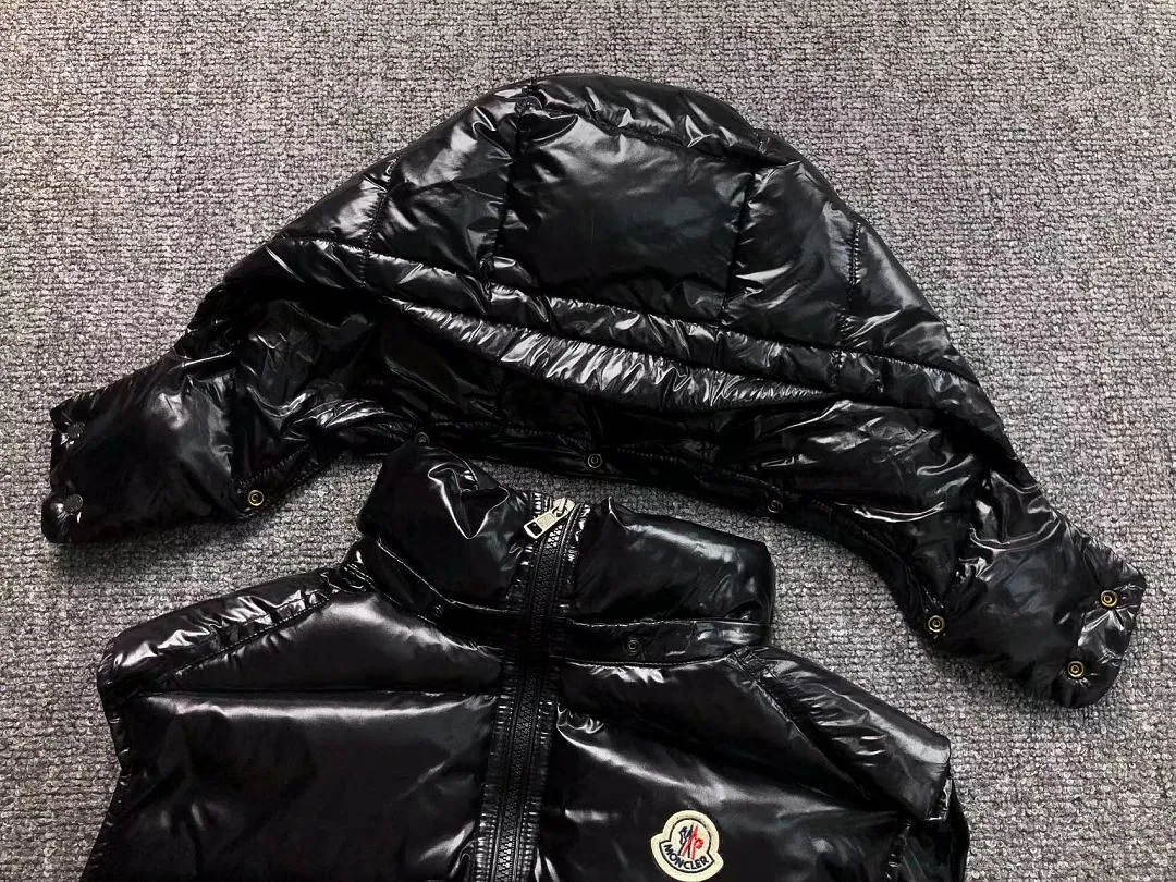 Moncler Black Glossy Longline Down Vest