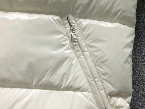 Moncler White Glossy Cropped Puffer Jackets - view 7