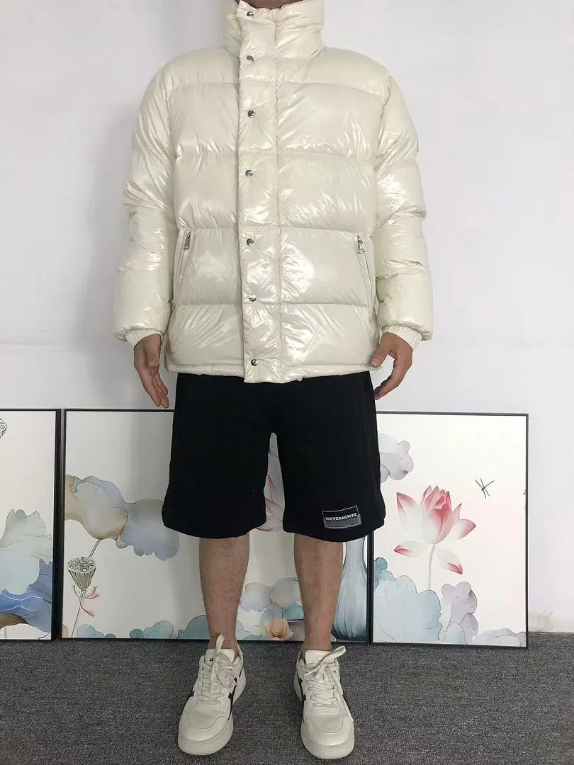 Moncler White Glossy Cropped Puffer