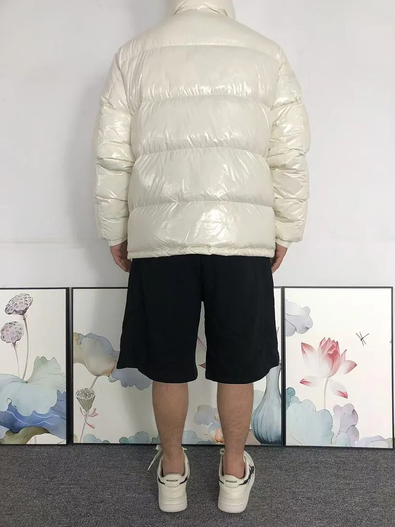 Moncler White Glossy Cropped Puffer