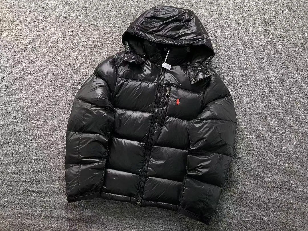 Ralph Lauren Black Glossy Fur Collar Long Puffer