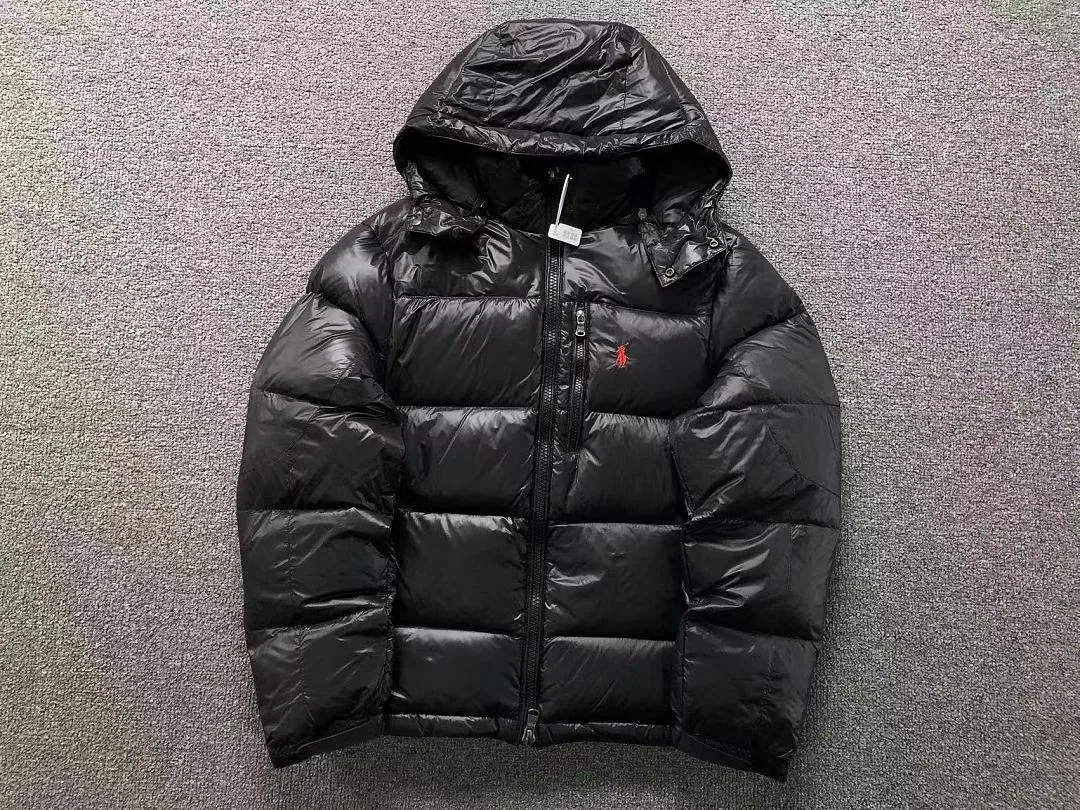 Ralph Lauren Black Glossy Fur Collar Long Puffer