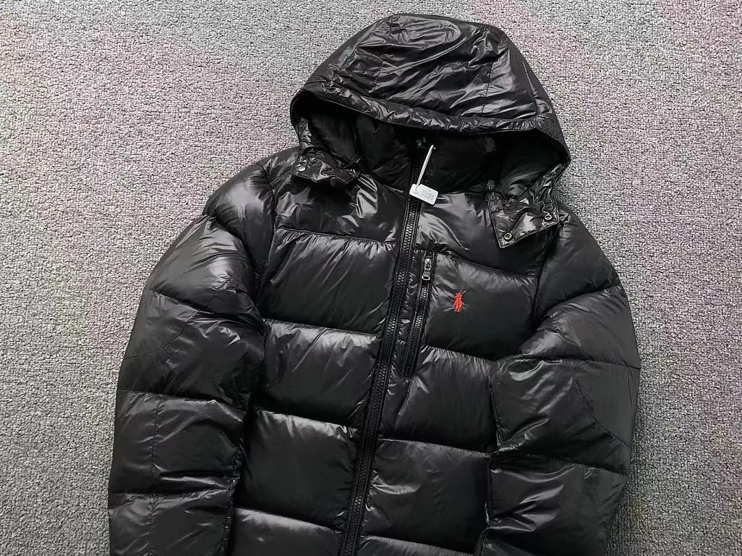 Ralph Lauren Black Glossy Fur Collar Long Puffer