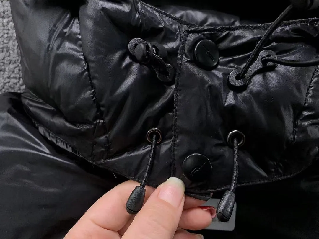 Ralph Lauren Black Glossy Fur Collar Long Puffer