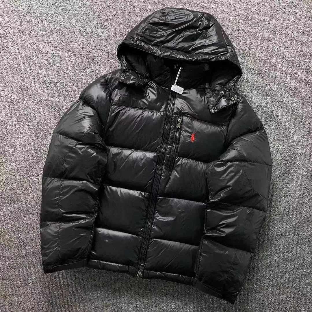 Ralph Lauren Black Glossy Fur Collar Long Puffer