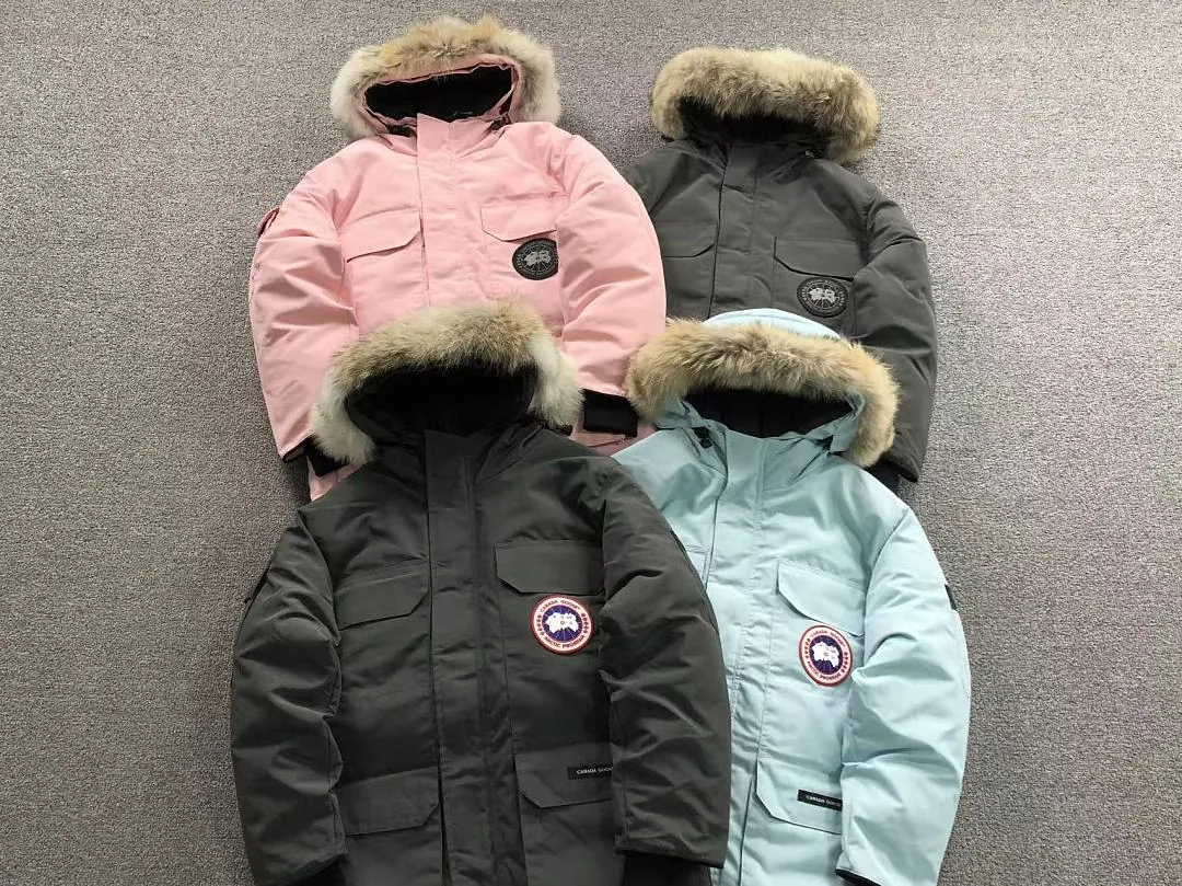 Canada Goose Pink Blue Fur Hood Long Puffer