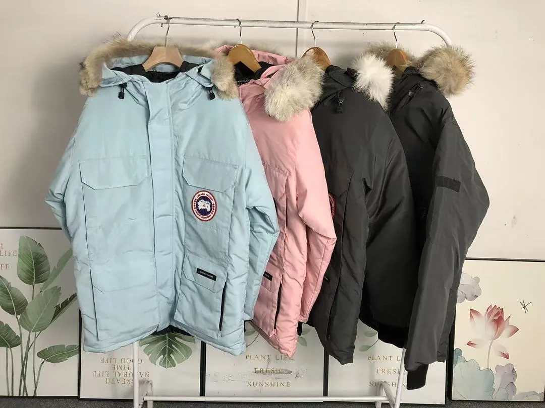 Canada Goose Pink Blue Fur Hood Long Puffer