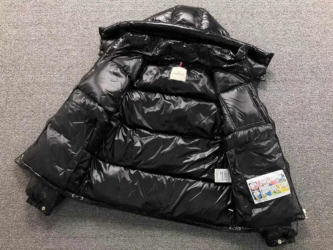 Moncler Black Glossy Hooded Puffer