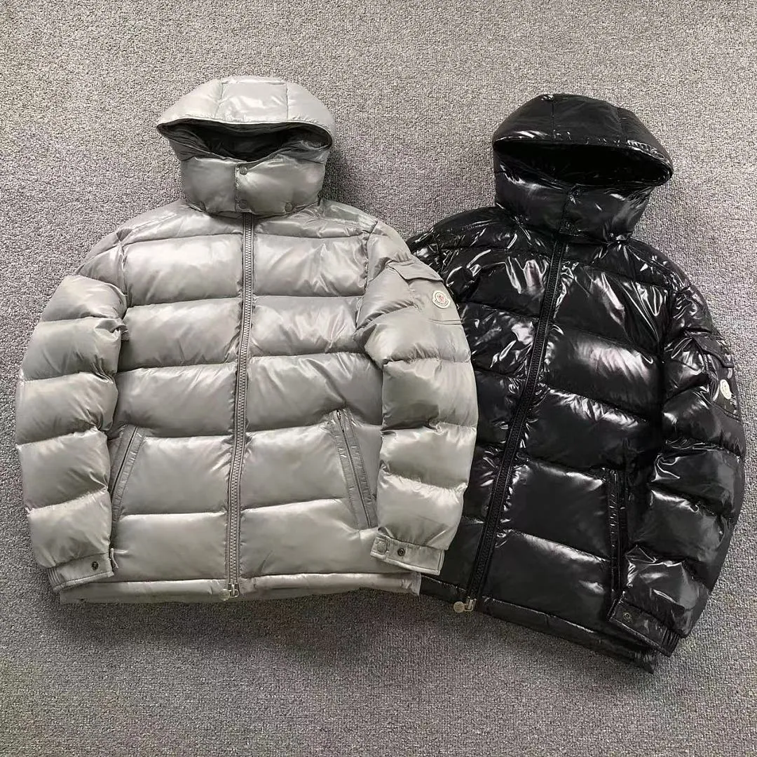 Moncler Grey Glossy Puffer Jacket