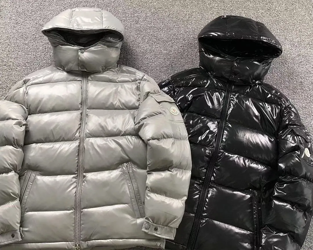 Moncler Grey Glossy Puffer Jacket