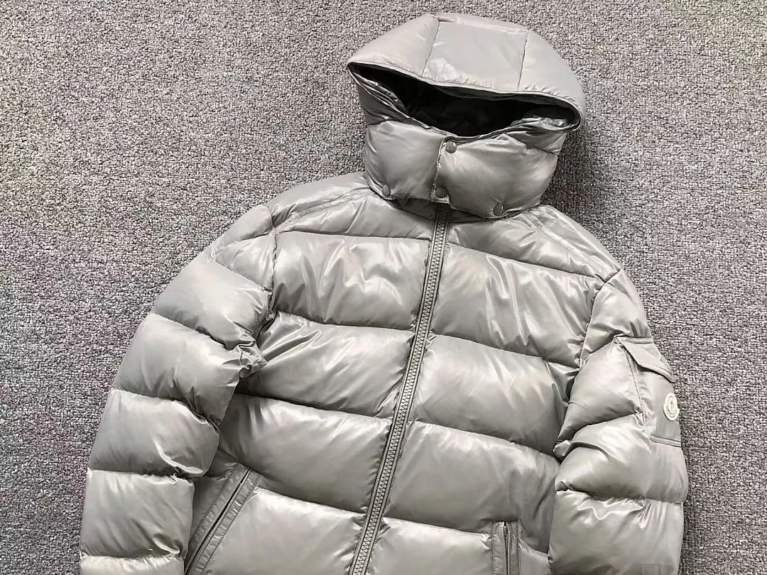 Moncler Grey Glossy Puffer Jacket