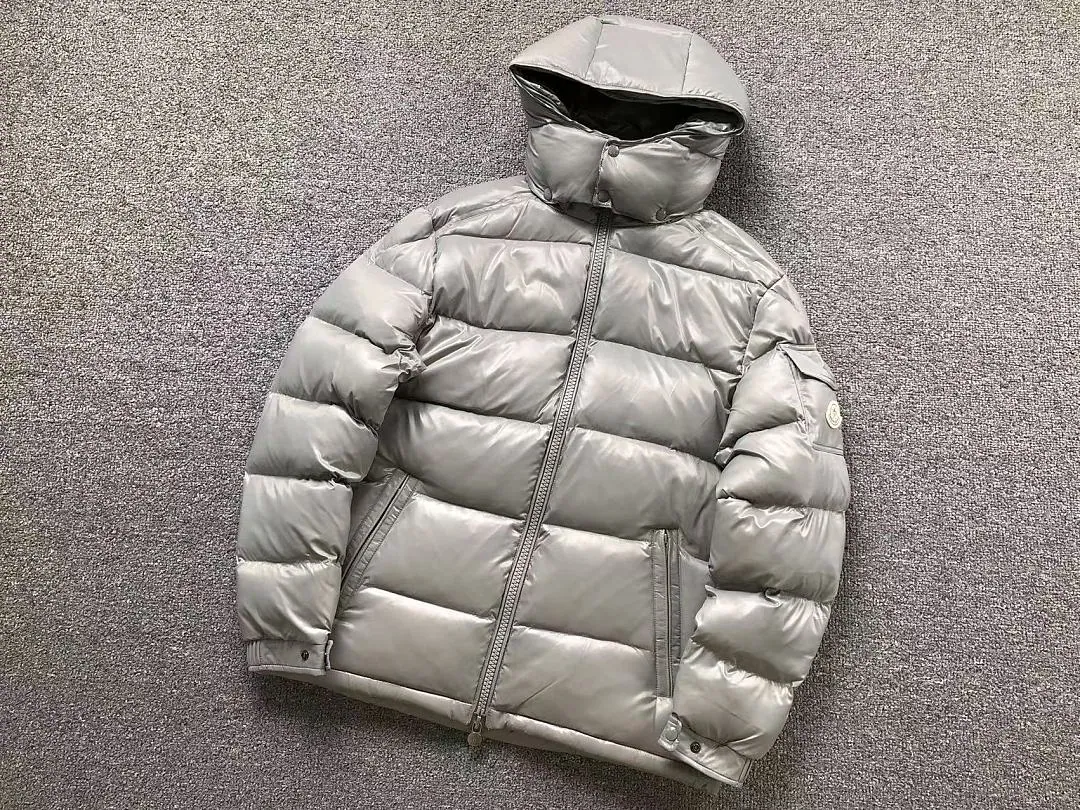 Moncler Grey Glossy Puffer Jacket