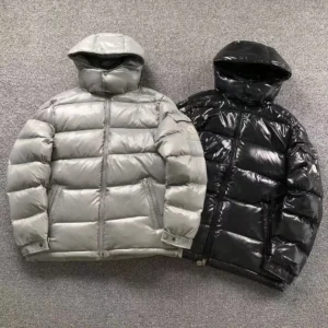 Moncler Grey Glossy Puffer Jacket