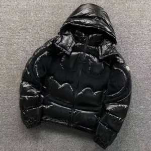 Moncler Black Glossy Cropped Puffer G