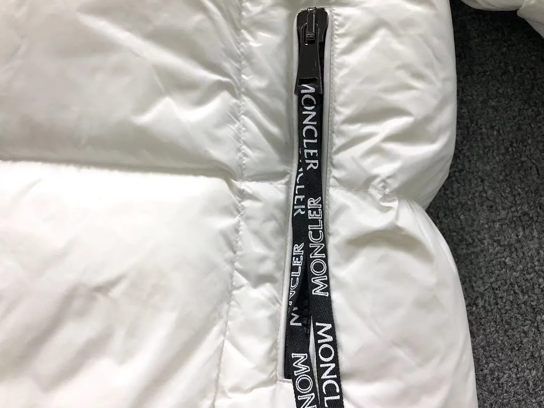 Moncler White Fur Hood Puffer
