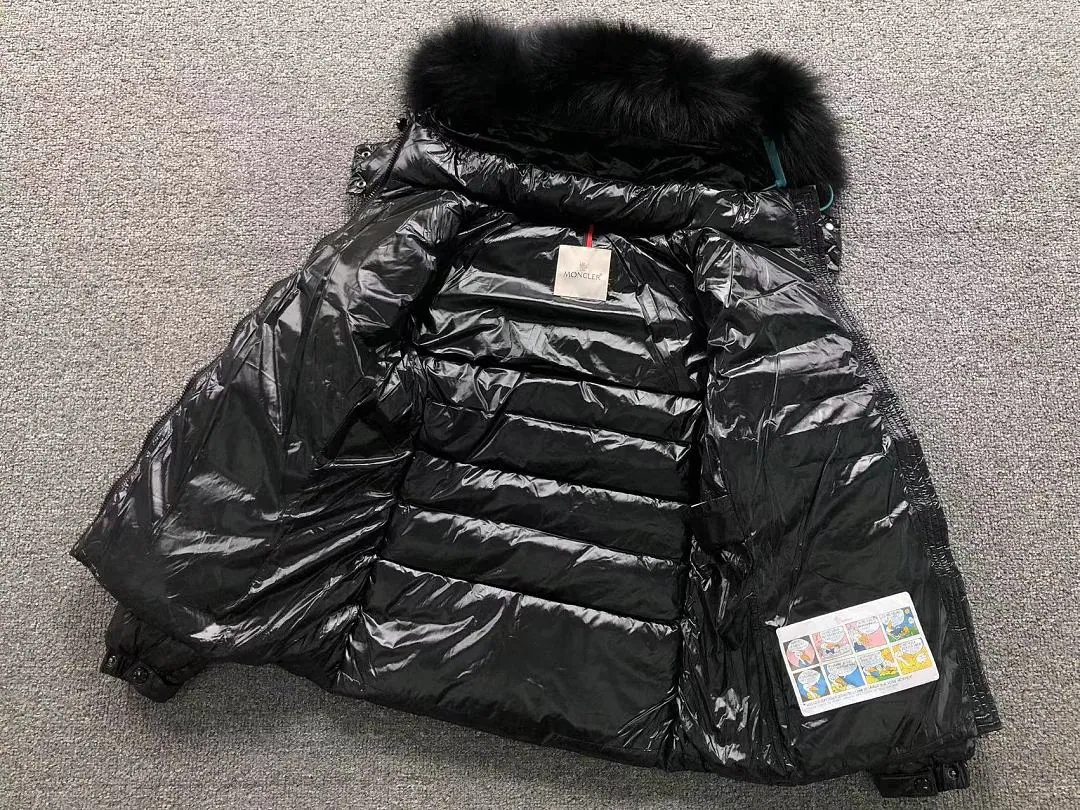 Moncler Black Glossy Hooded Puffer L