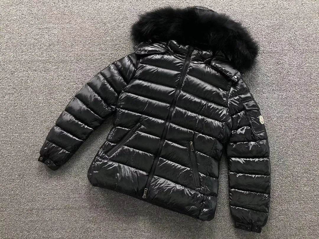 Moncler Black Glossy Hooded Puffer L