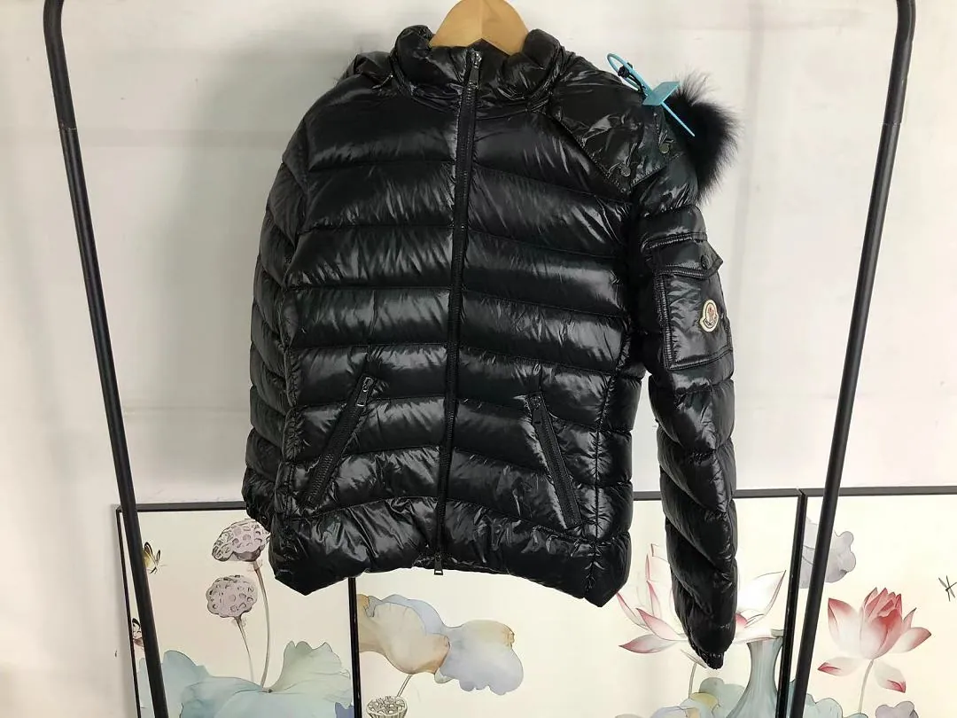 Moncler Black Glossy Hooded Puffer L