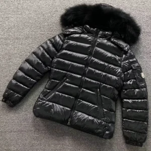 Moncler Black Glossy Hooded Puffer L
