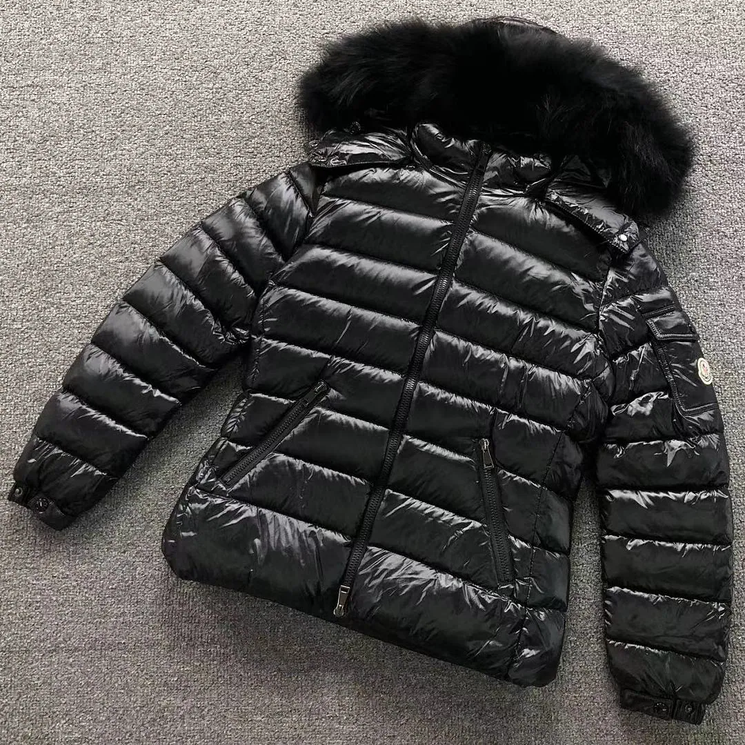 Moncler Black Glossy Hooded Puffer L