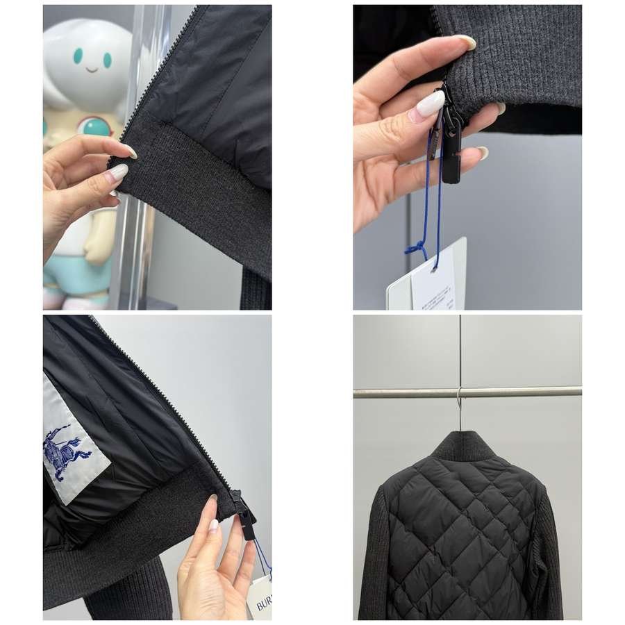 Burberry Check-Stitch Nylon and Wool Jacket for women - Image 4