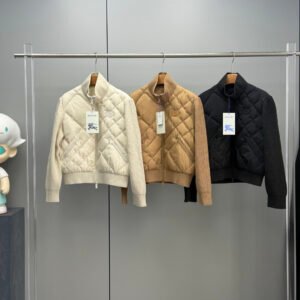 Burberry Check-Stitch Nylon and Wool Jacket for women